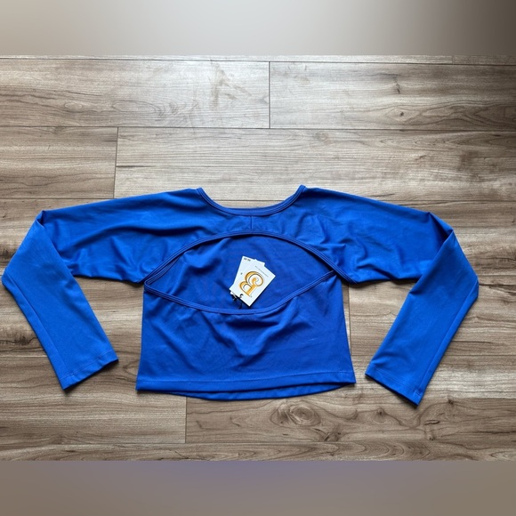 SammyB ALEXIS LONG SLV CROP TOP Blue Sz XL Open back NWT - Picture 7 of 11